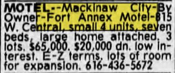 Fort Annex Motel - May 1986 For Sale (newer photo)